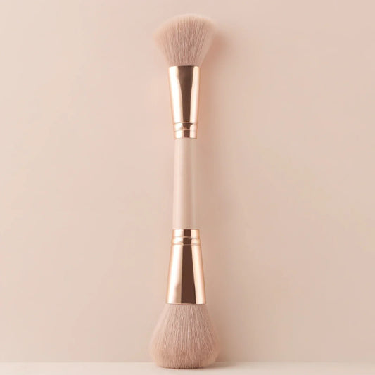 Einzelner 2-in-1 Beauty-Pinsel: Runder Rougepinsel + Großer Puderpinsel mit weichen Borsten – Gesichts-Make-up-Tool