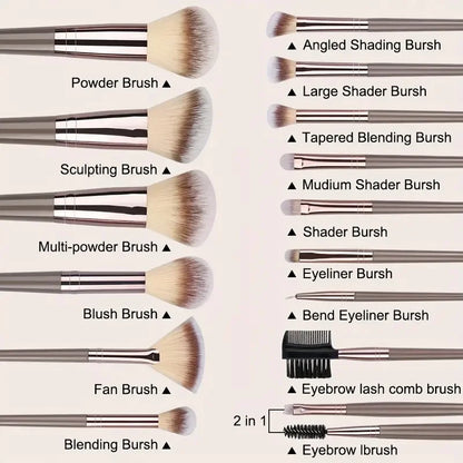 10–20-teiliges Make-up-Pinsel-Set: Foundation-, Concealer-, Puder-, Lidschatten- & Rougepinsel – Kabuki- & Verblend-Kosmetikpinsel für das Gesicht