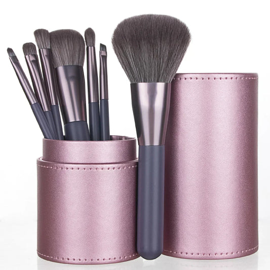 High-End Profi-Pinselset mit Pinselköcher: Rouge-, Puder-, Lidschatten-, Augenbrauen- & Foundation-Pinsel – 7-teiliges Beauty-Make-up-Tool