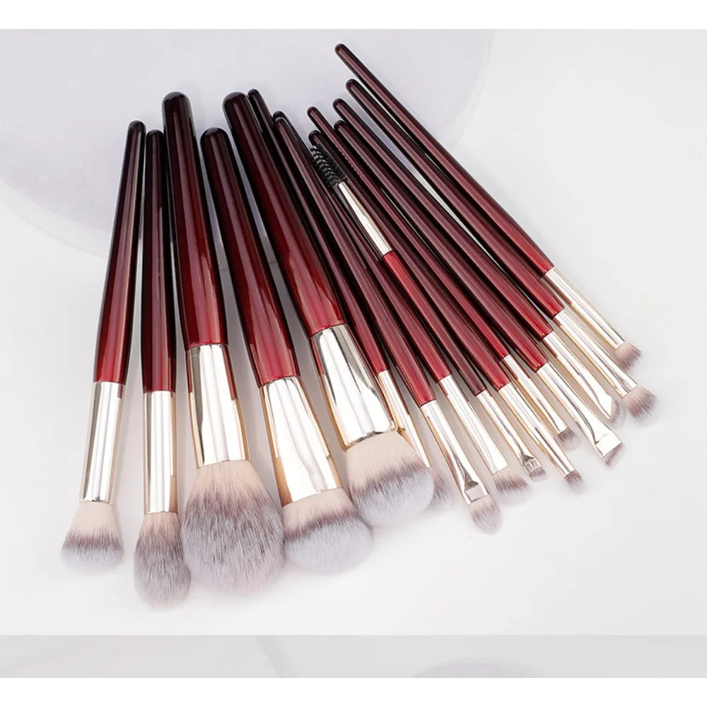 15-teiliges Profi-Make-up-Pinselset: Massivholzgriff & Aluminium-Hülse – Weiches multifunktionales Beauty-Tool