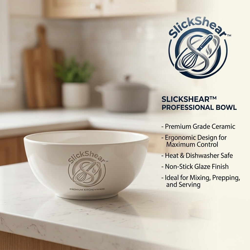SlickShear™ Everyday Nesting Ceramic Bowl (with Built-In Utensil Slot & Non-Slip Base)
