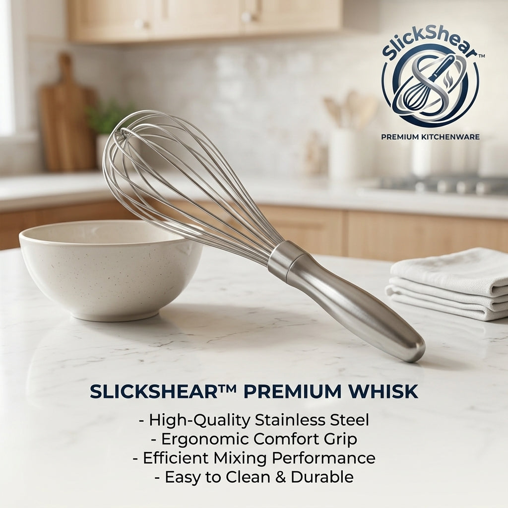 SlickShear™ Everyday Elevated Wire Whisk (with Balanced Anti-Roll Handle & Non-Stick Guard)