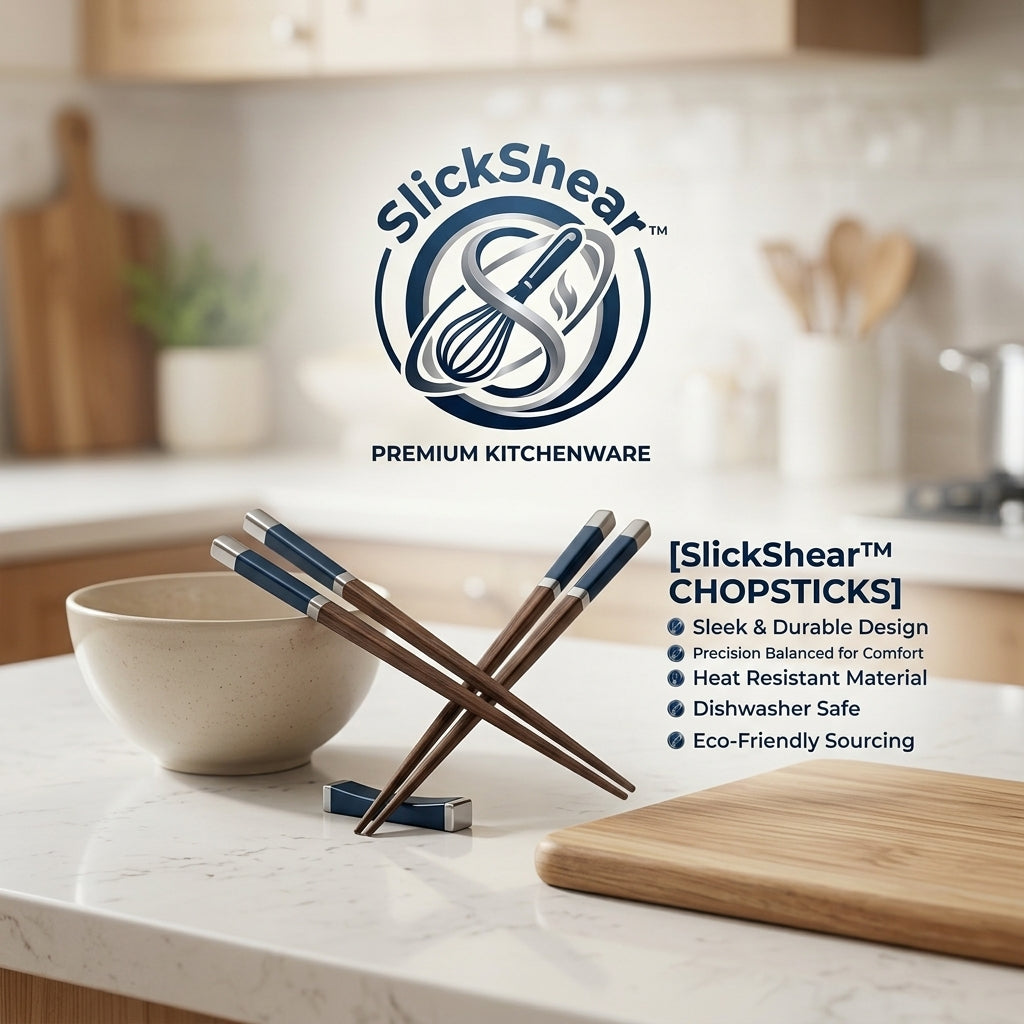 SlickShear™ Clean-Grip Non-Slip Utility Chopsticks (with Geometric Anti-Roll Profile)